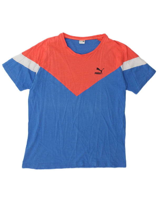 Puma Mens T-Shirt Top Medium Blue Colourblock