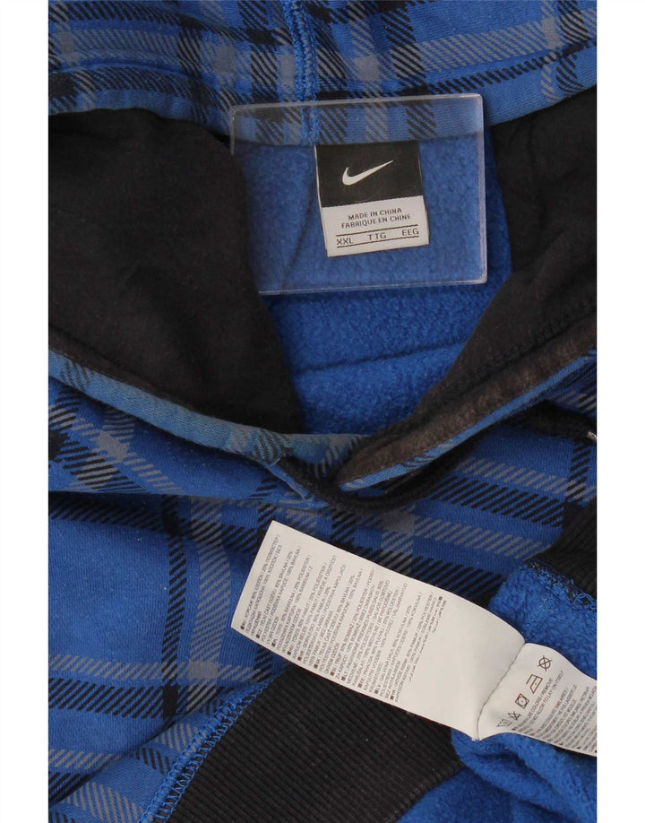Męska bluza z kapturem Nike 2XL, bawełniana niebieska kratka