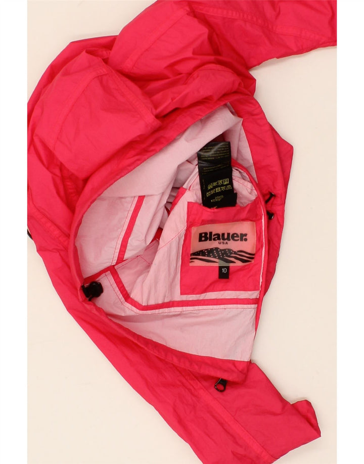 BLAUER Girls Hooded Rain Jacket 9-10 Years Pink Polyamide Vintage Blauer and Second-Hand Blauer from Messina Hembry 