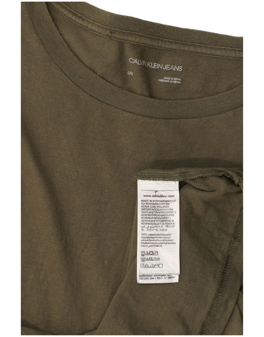 CALVIN KLEIN JEANS Męski T-shirt z grafiką, duży, bawełniany khaki