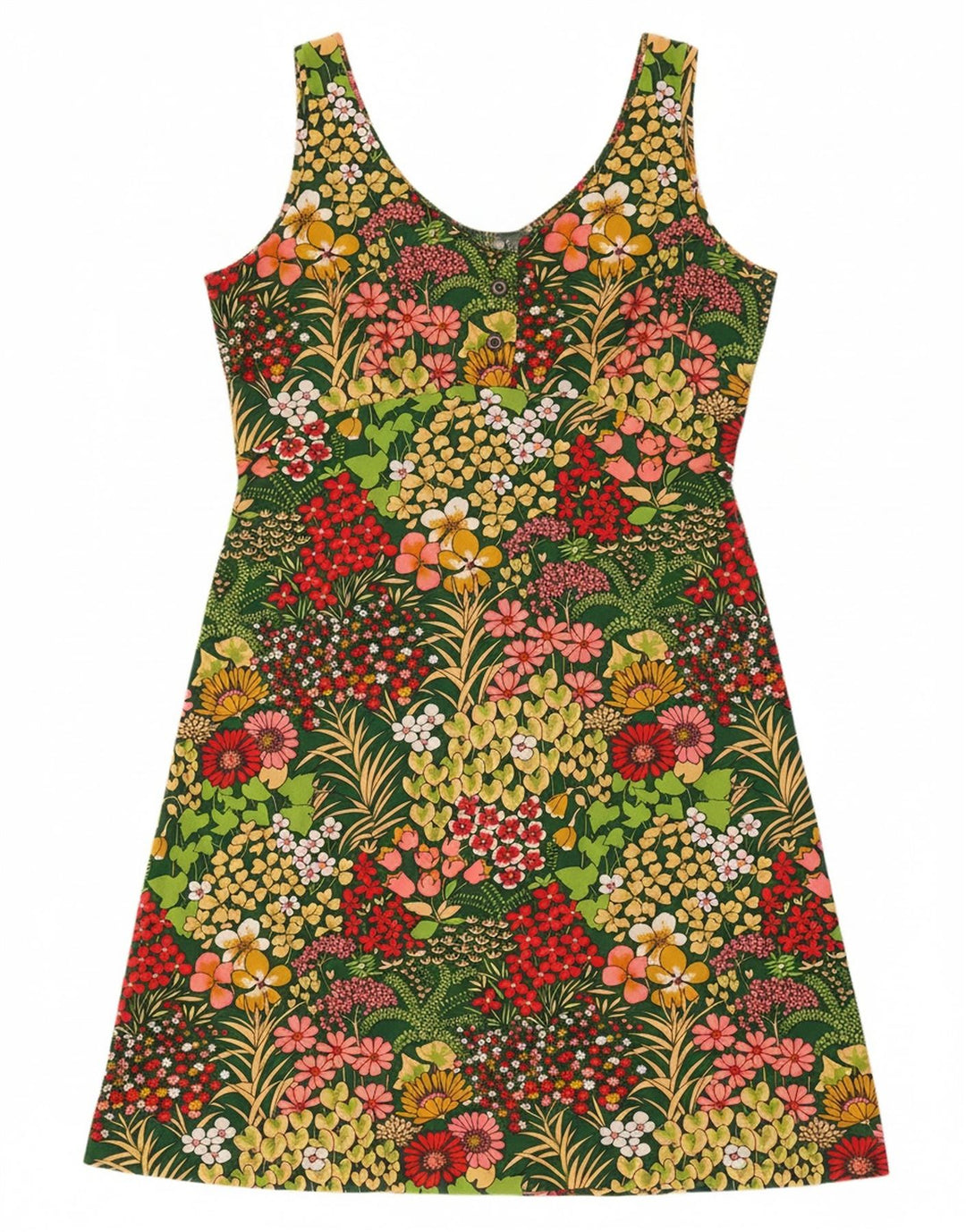 VINTAGE Womens Sundress IT 50 XL Green Floral Polyester