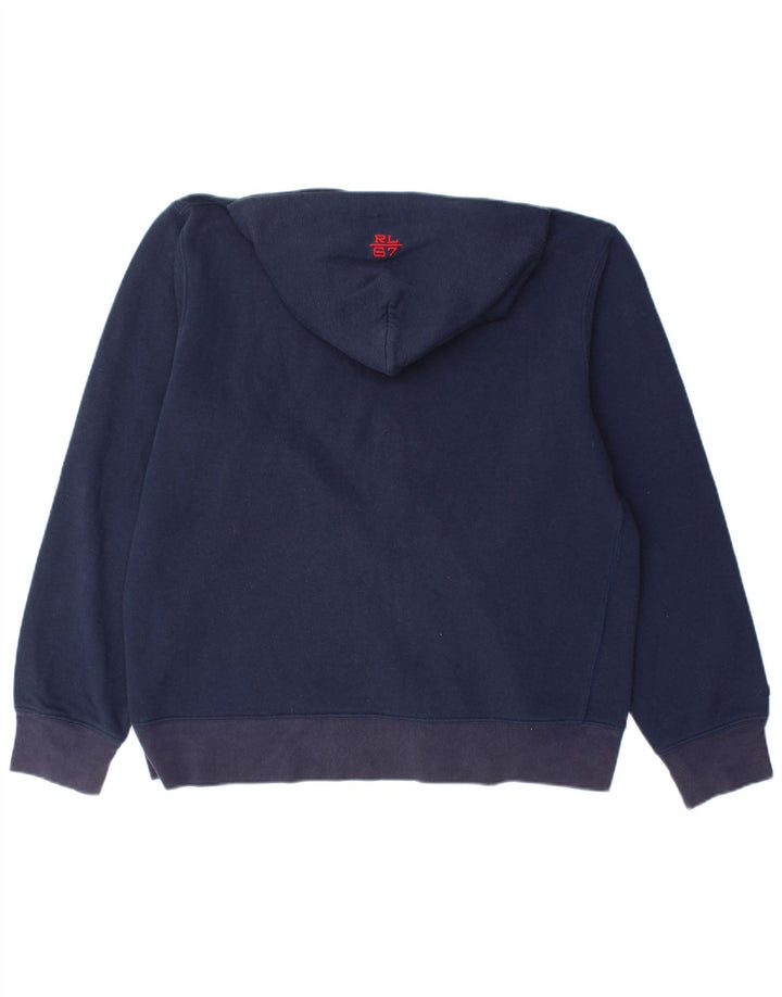 Męski sweter z kapturem i zamkiem błyskawicznym RALPH LAUREN, w kolorze średnio-granatowym