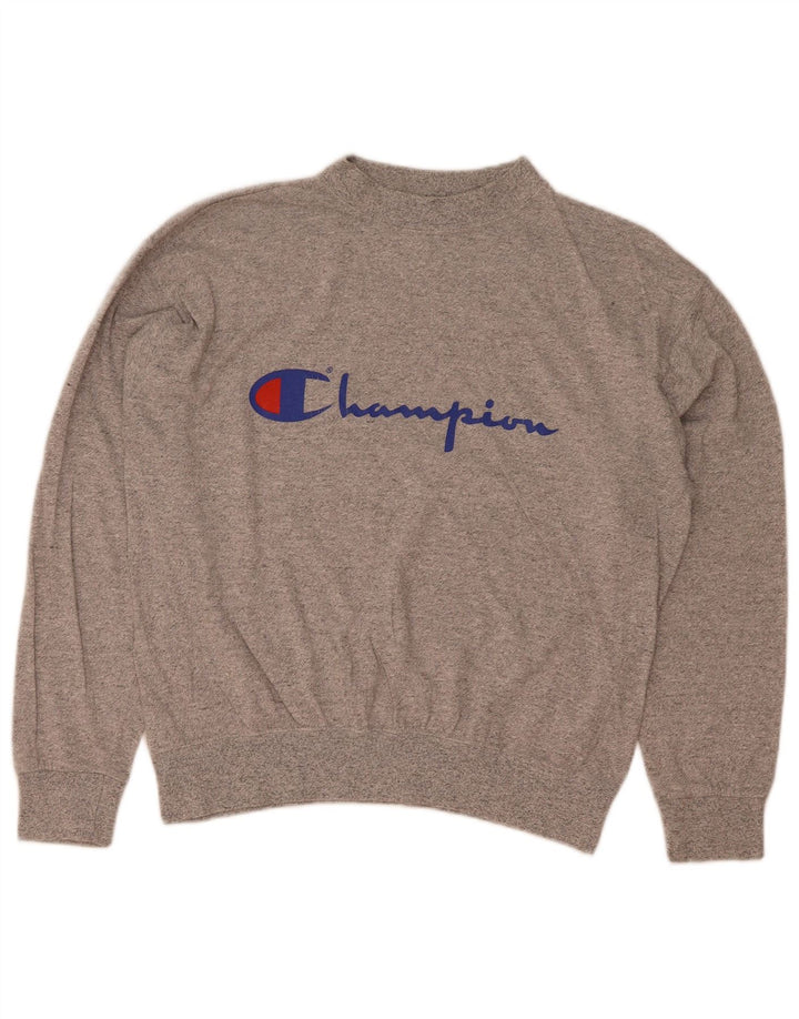 Męski sweter z grafiką Champion, średnioszary, bawełniany