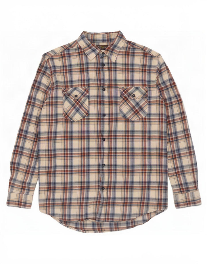 Atlas For Men Męska koszula flanelowa w średnią beżową kratkę