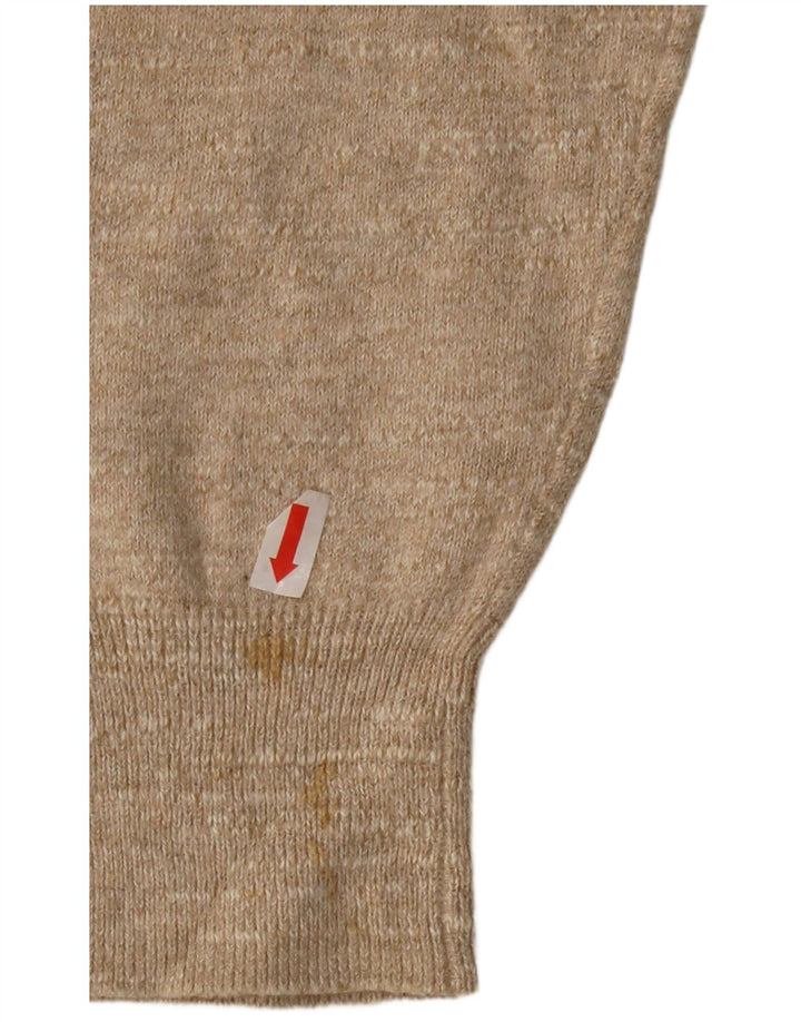 J. Crew Męski sweter z zamkiem błyskawicznym, mały, beżowy, bawełniany