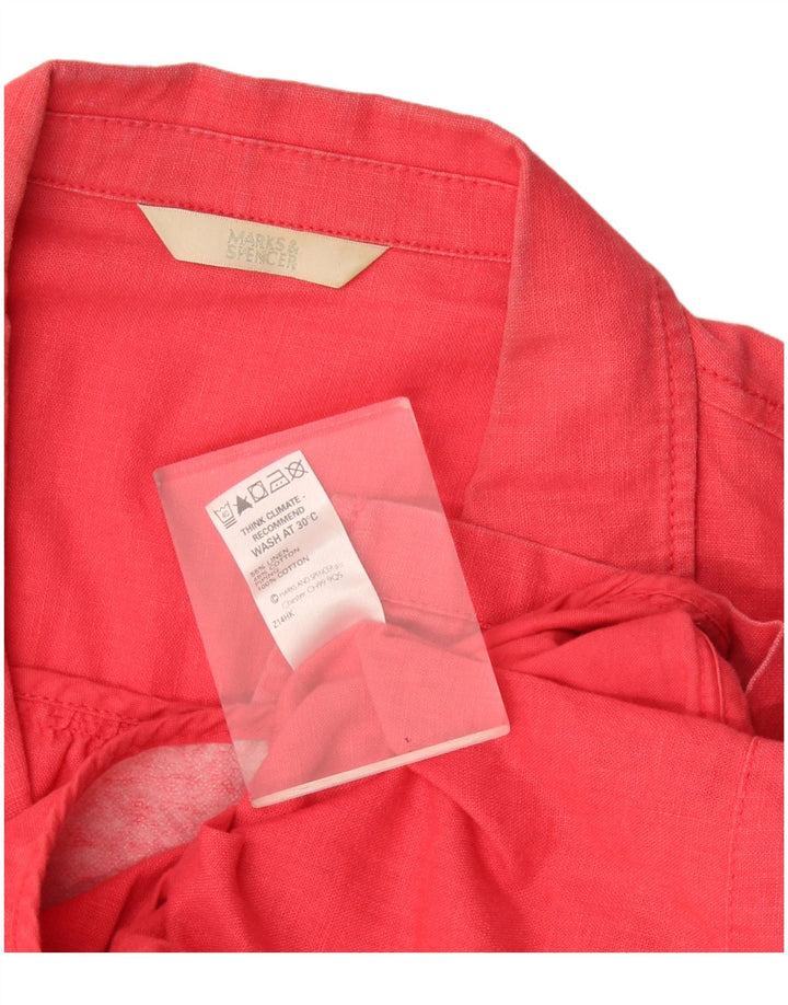 Marks & Spencer Damska marynarka z rękawem 3/4 i zapinanym na 1 guzik, UK 18 XL, czerwona lniana
