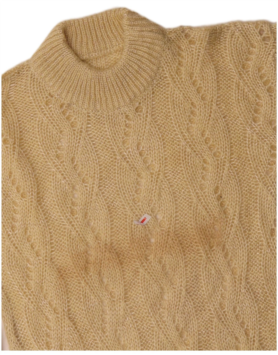 Sweter damski VINTAGE z golfem UK 10 Small Beige