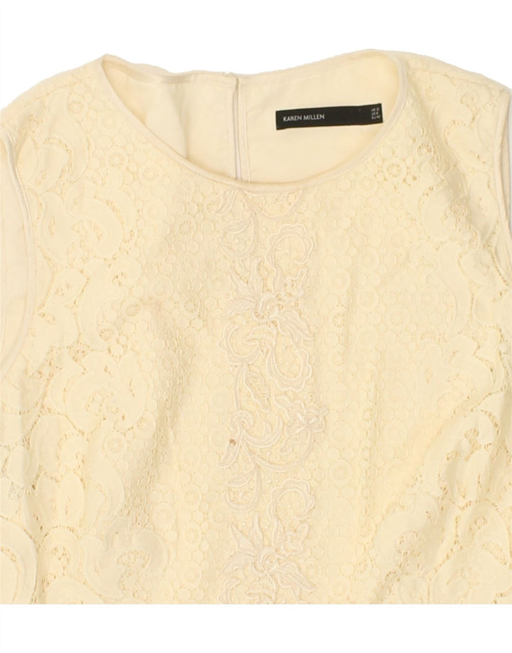 KAREN MILLEN Womens Sleeveless Blouse Top UK 12 Medium Beige Polyamide Vintage Karen Millen and Second-Hand Karen Millen from Messina Hembry 
