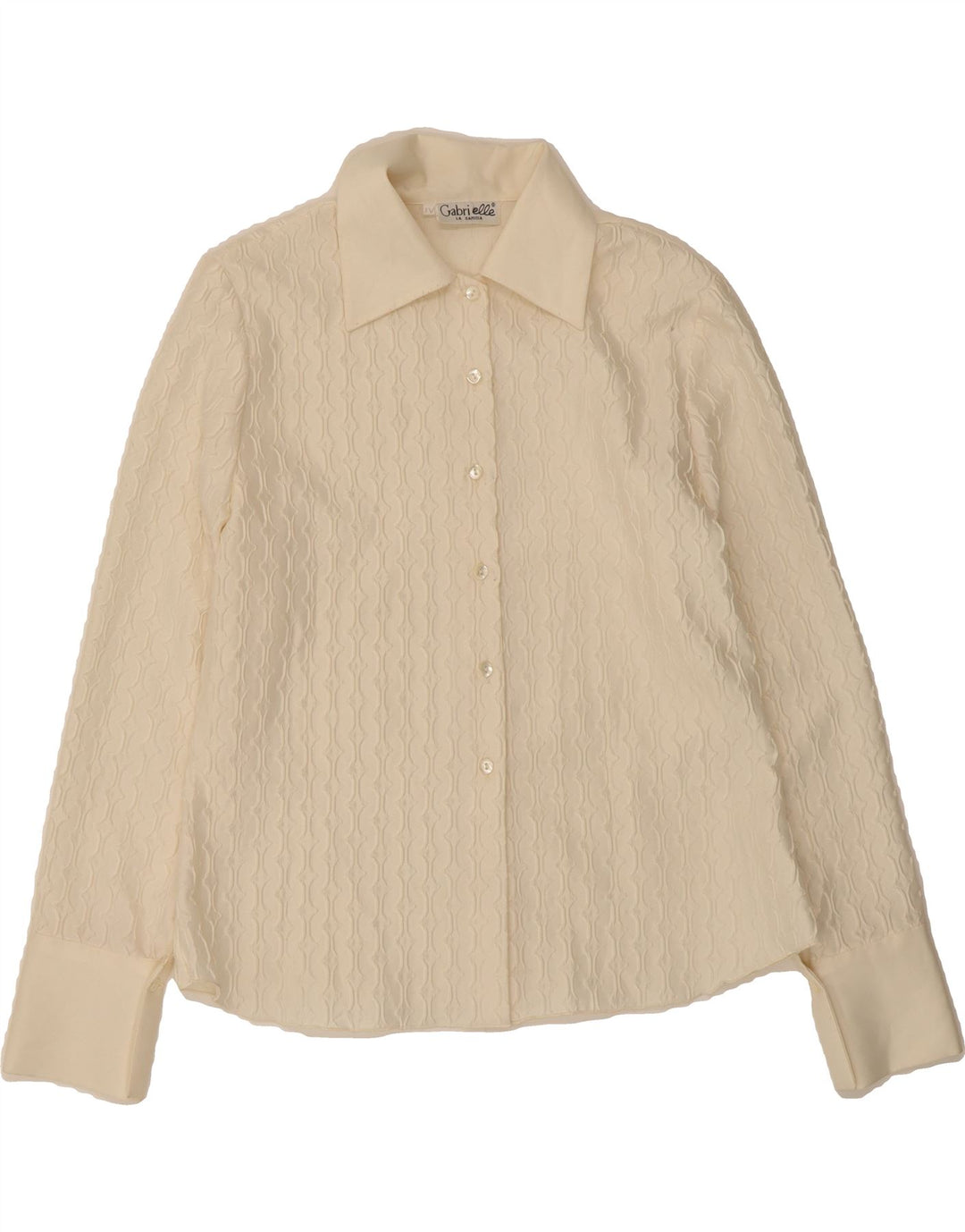 VINTAGE Womens Shirt Blouse UK 16 Large Off White Geometric Polyester Vintage Vintage and Second-Hand Vintage from Messina Hembry 