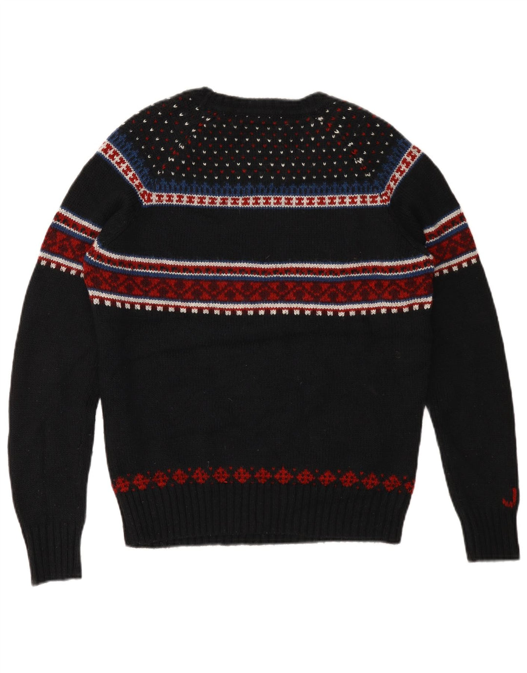 Męski sweter Superdry z graficznym dekoltem w łódkę, średni czarny Fair Isle