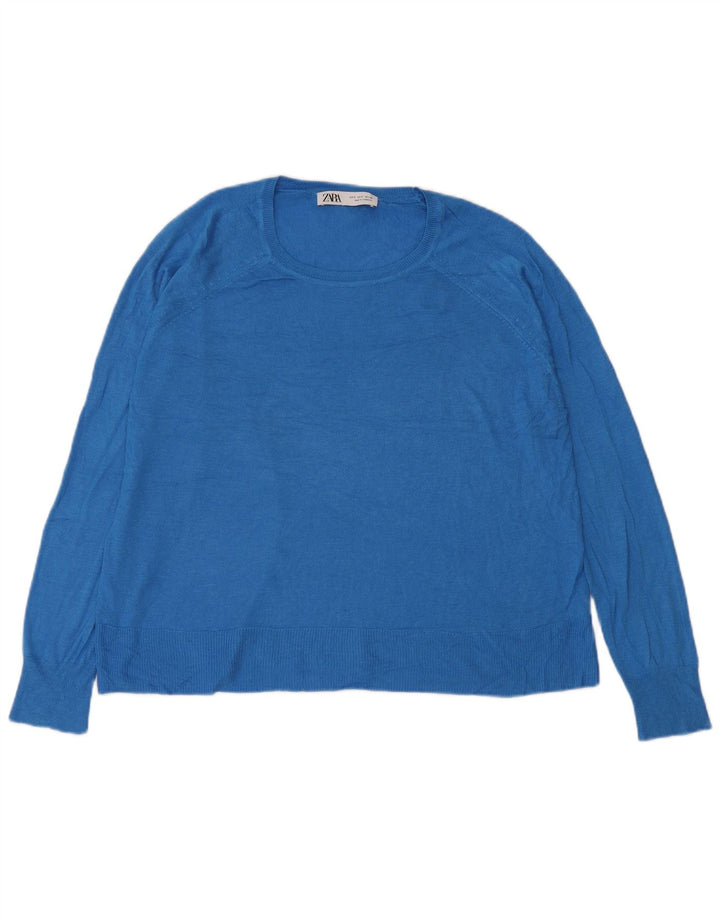 Damski sweter oversize z dekoltem w łódkę Zara UK 10 Small Blue