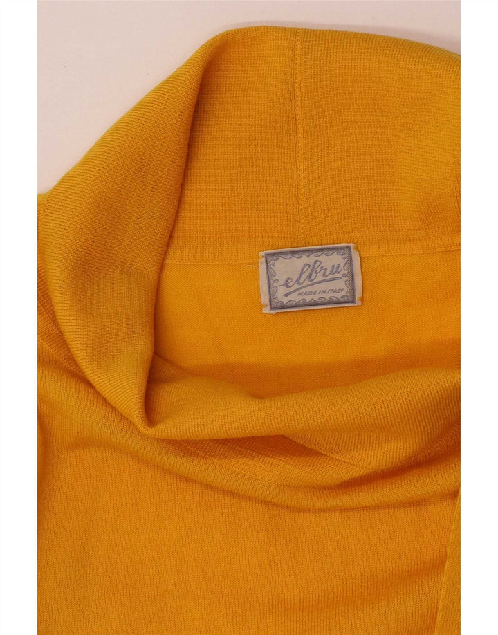 Vintage damski top z golfem i rękawami 3/4, UK 14, średni żółty