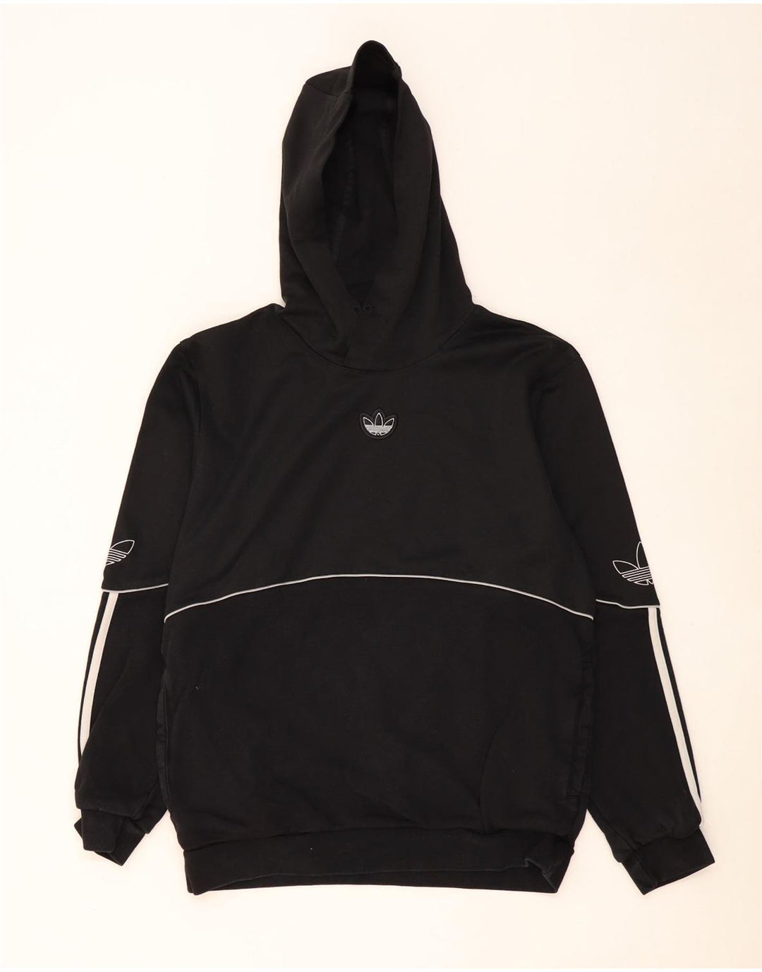 Męski sweter z kapturem ADIDAS z grafiką, średniej wielkości, czarny, bawełniany