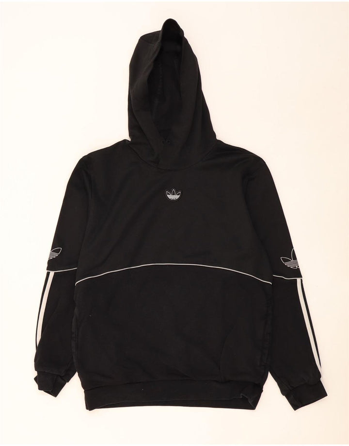 Męski sweter z kapturem ADIDAS z grafiką, średniej wielkości, czarny, bawełniany