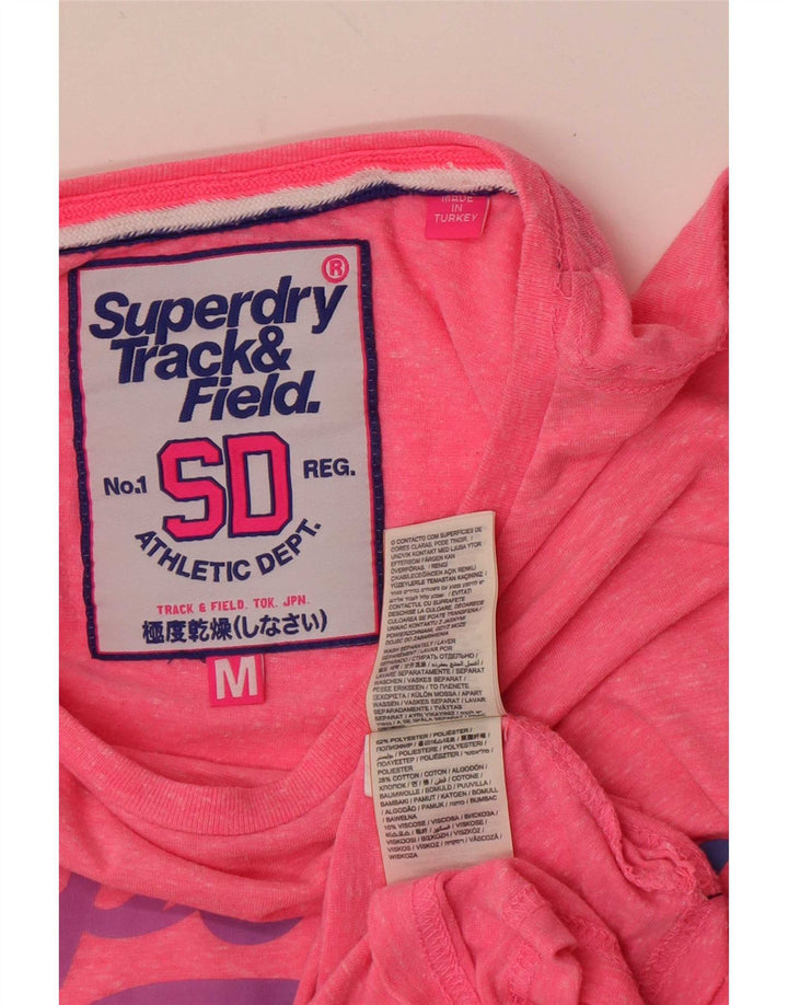 Damska koszulka z grafiką Superdry Top UK 14, średni, różowy, nakrapiany poliester