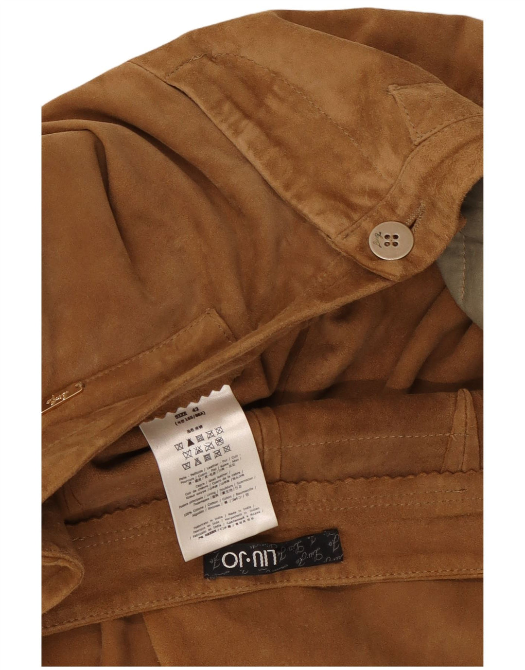 Spodnie damskie LIU JO zwężane, zamszowe, przycięte IT 42 Medium W30 L19 brązowe