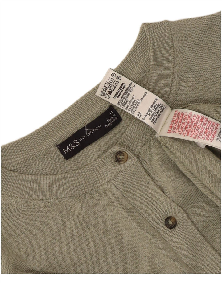 Marks & Spencer Damski sweter kardigan UK 14, średnia wiskoza khaki