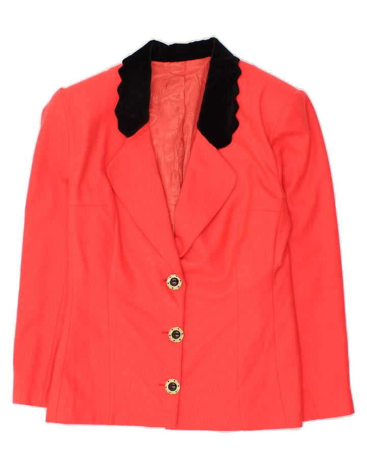 VINTAGE Womens 3 Button Blazer Jacket UK 14 Medium Orange Vintage Vintage and Second-Hand Vintage from Messina Hembry 