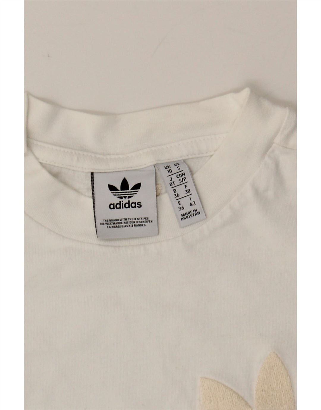 ADIDAS Womens Oversized T-Shirt Top UK 10 Small White Cotton Vintage Adidas and Second-Hand Adidas from Messina Hembry 