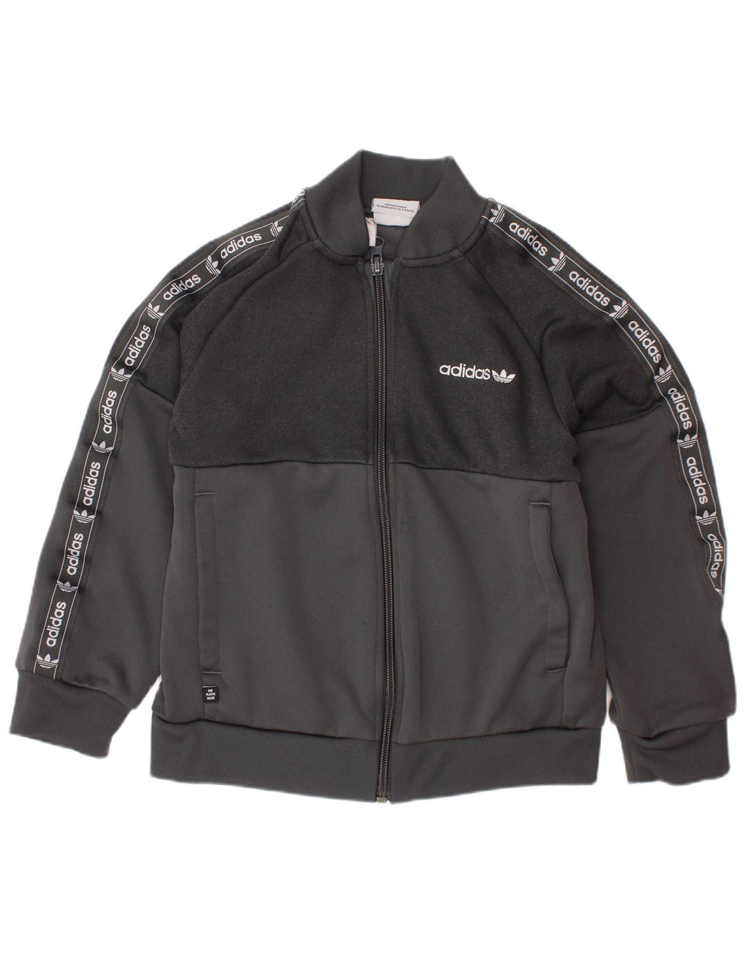 Chłopięca kurtka dresowa ADIDAS z grafiką, 6-7 lat, szary poliester