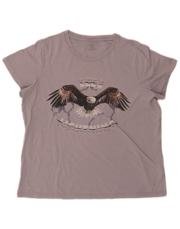 Męski T-shirt Lee o regularnym kroju z grafiką, top XL, fioletowa bawełna