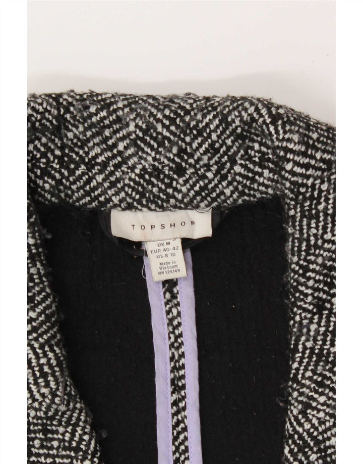 Topshop damski płaszcz oversize z podwójnymi piersiami UK 14, średnioszary, w jodełkę
