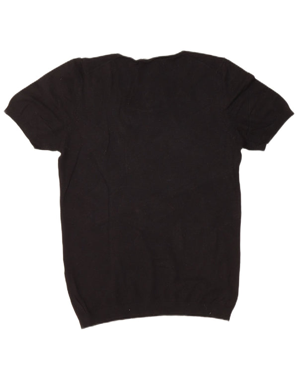 Męski sweter ZARA z krótkim rękawem i dekoltem w łódkę, średni czarny