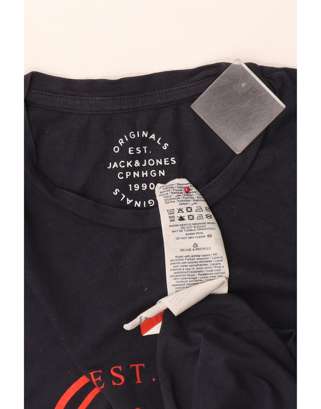 Męski T-shirt z grafiką Jack & Jones, średni, granatowy, bawełniany
