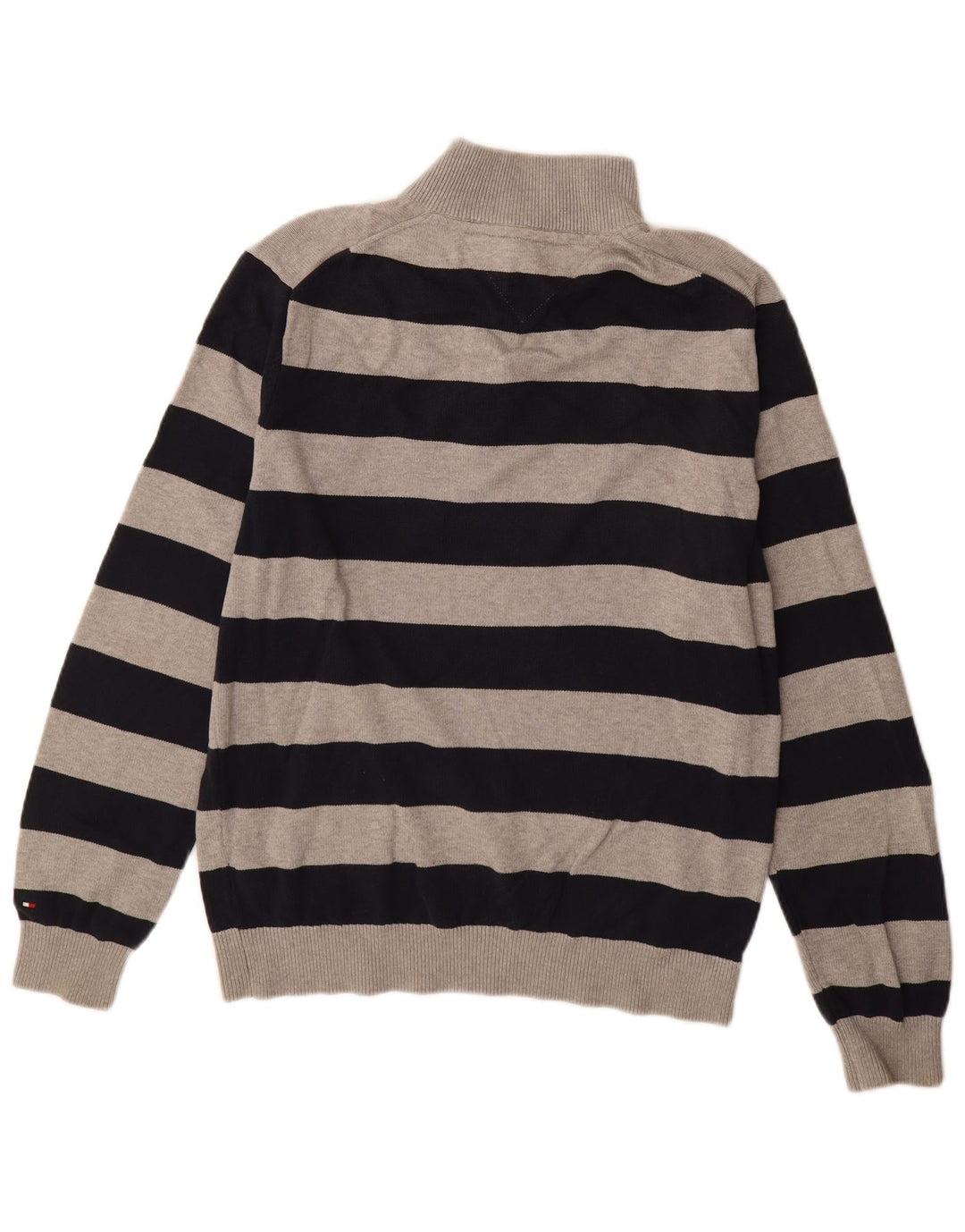 TOMMY HILFIGER Męski sweter zapinany na zamek XL, bawełniany, w czarne paski