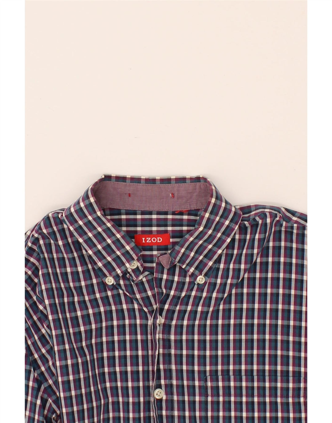 IZOD Mens Shirt Medium Navy Blue Check Cotton Vintage Izod and Second-Hand Izod from Messina Hembry 