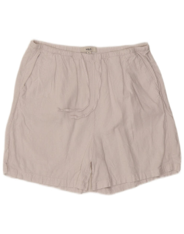 Marks & Spencer Damskie spodenki Chino z wysokim stanem UK 14, duże, W32, białe lniane