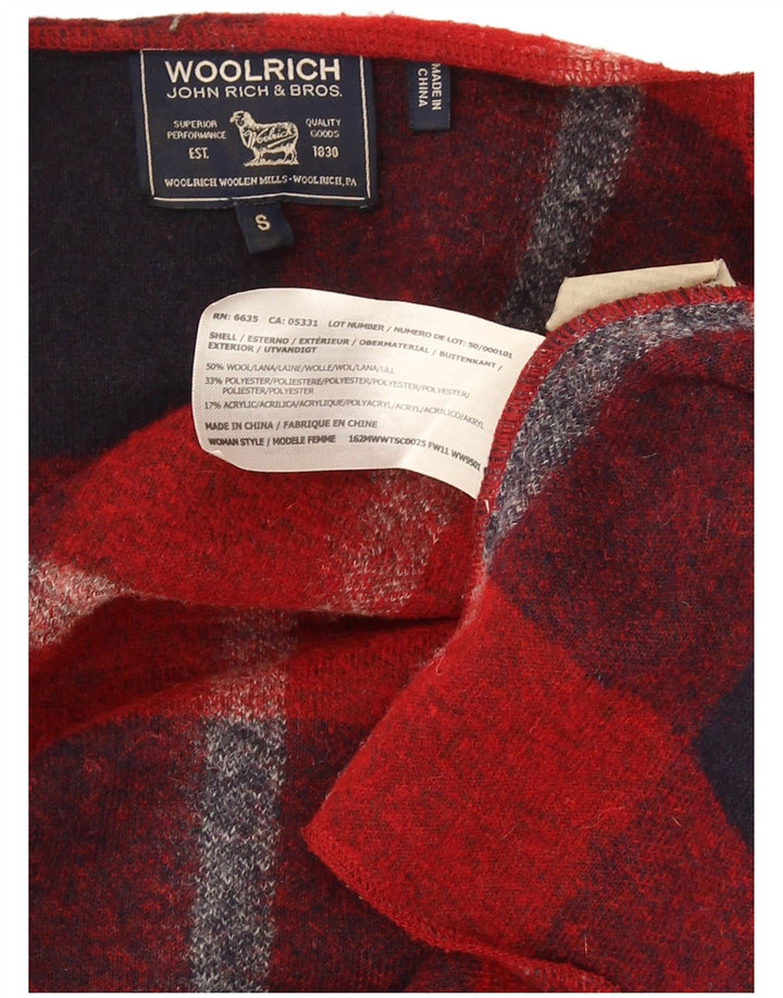 Sweter damski Woolrich Longline Cardigan UK 10 Small Red Plaid Wełna
