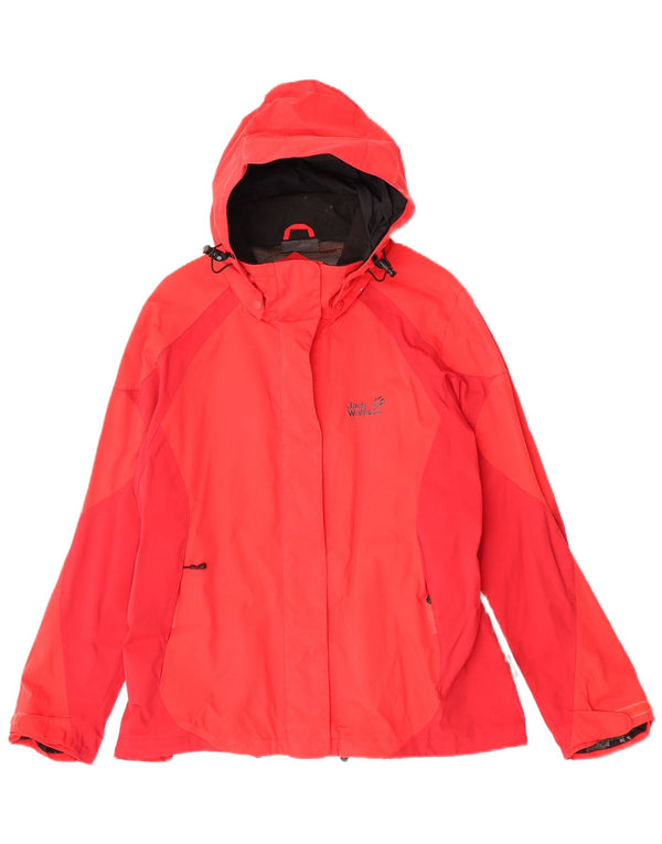 Damska kurtka przeciwdeszczowa z kapturem Jack Wolfskin UK 22/24 2XL czerwona