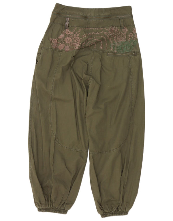 Damskie spodnie haremowe Desigual EU 38 Medium W28 L20 Khaki w kwiaty