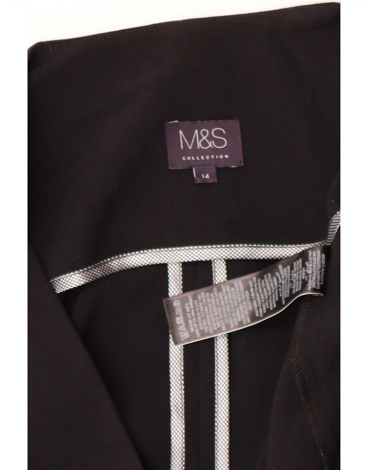 Marks & Spencer Damska otwarta marynarka UK 14, średni czarny poliester