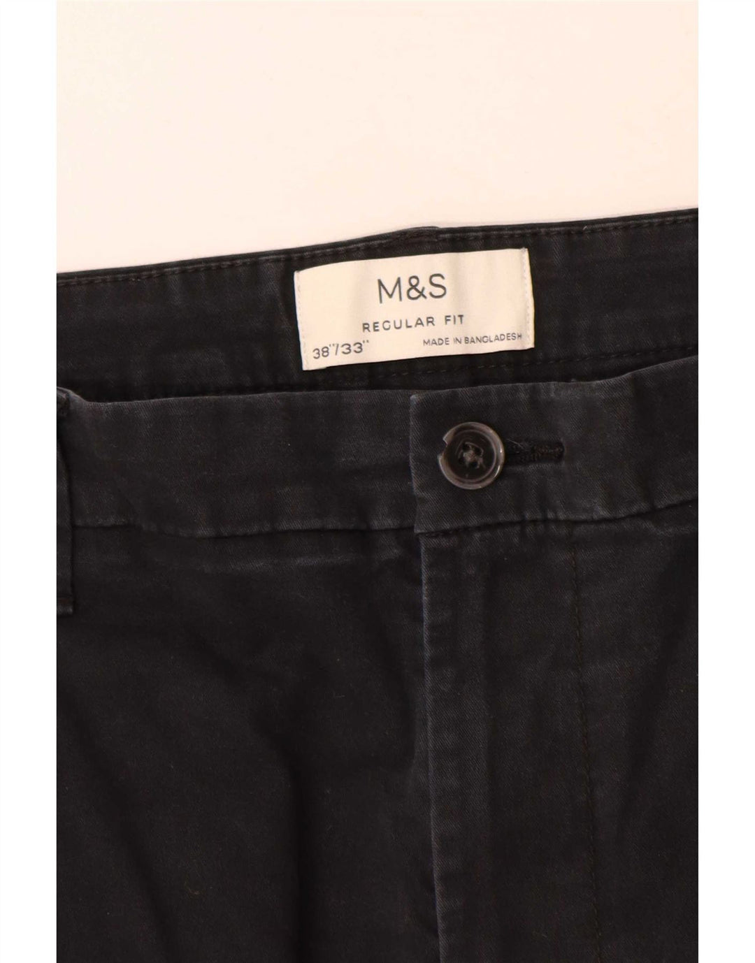 Męskie spodnie chino o regularnym kroju Marks & Spencer W38 L33, czarne, bawełniane