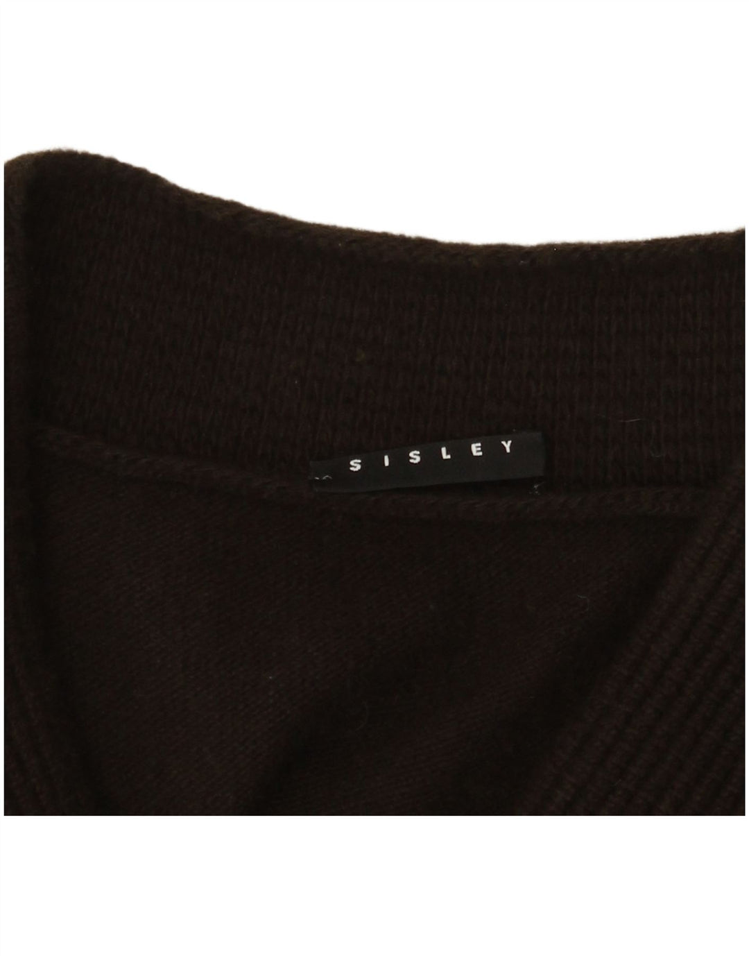 Sweter damski Sisley z dekoltem w kształcie litery V, UK 14, duży brązowy