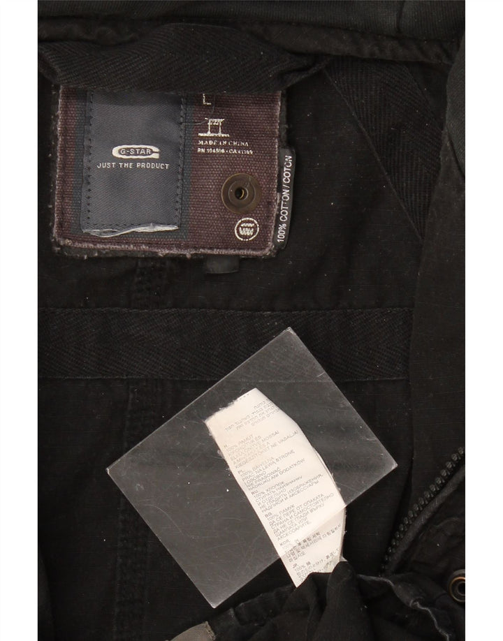 Męska kurtka z kapturem G-STAR UK 40, duża, czarna, bawełniana