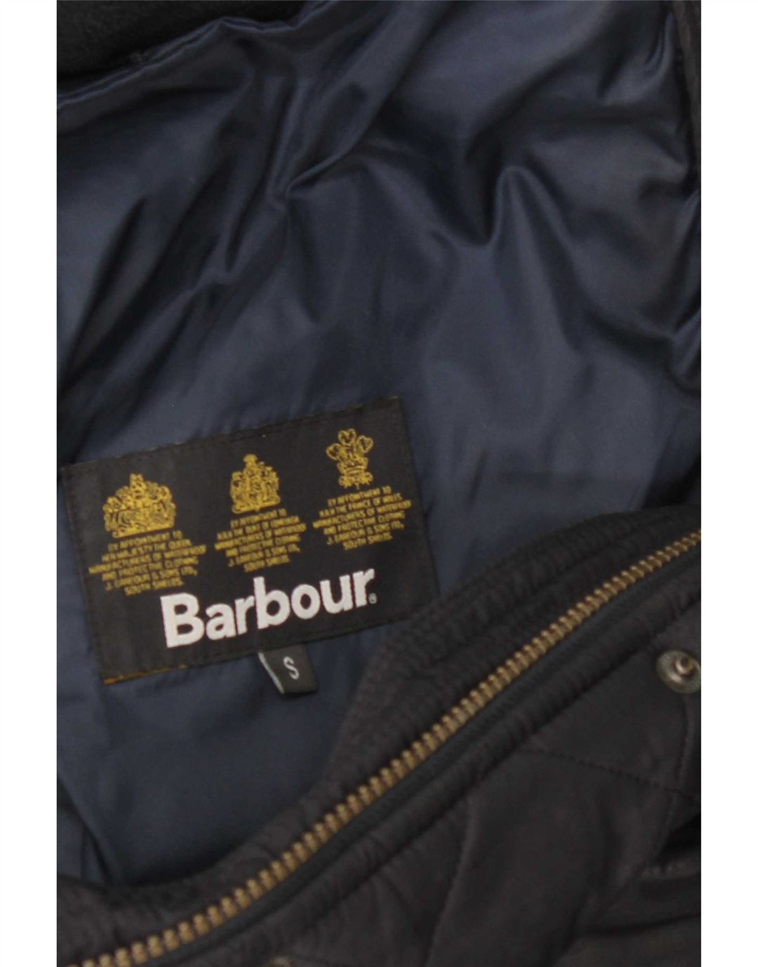 Męska pikowana kurtka Barbour UK 36, mała, granatowa, poliestrowa