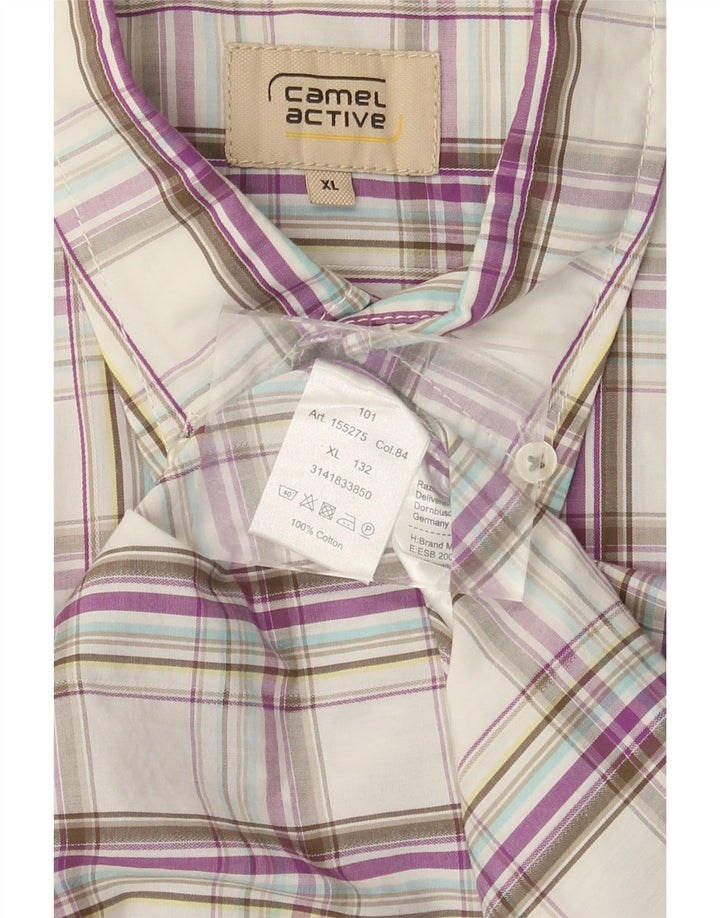 Camel Active Męska koszula z krótkim rękawem XL, wielokolorowa, bawełniana krata