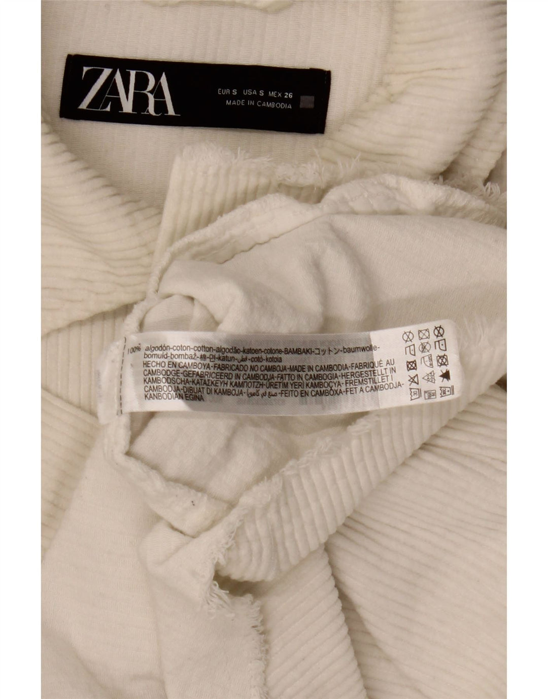Damska, oversize'owa kurtka sztruksowa Zara UK 10, mała, biała, bawełniana