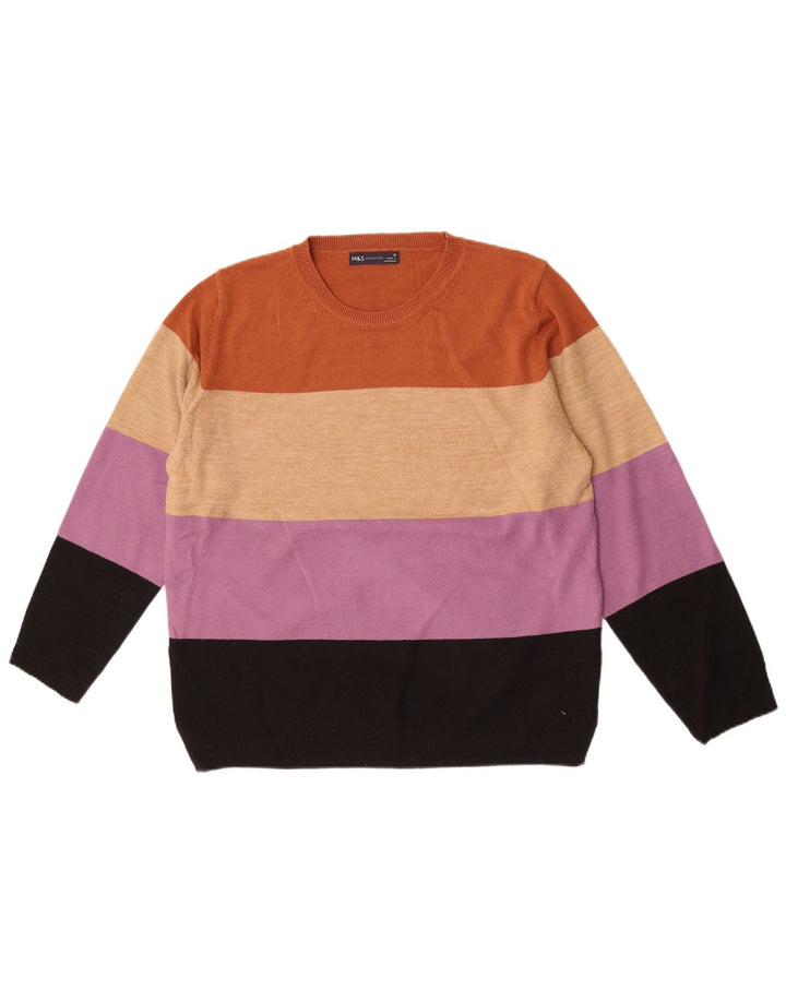 Marks & Spencer Damski sweter z okrągłym dekoltem, UK 16, duży, wielokolorowy