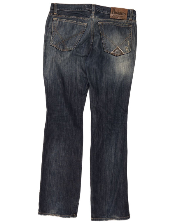 Damskie jeansy typu Bootcut Roy Rogers z wysokim stanem IT 48 XL W34 L34 Niebieskie
