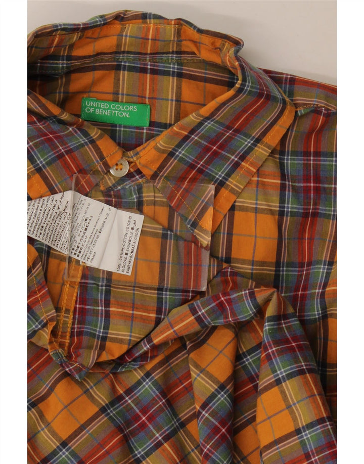Koszula męska Benetton, bawełniana, w średnią pomarańczową kratkę