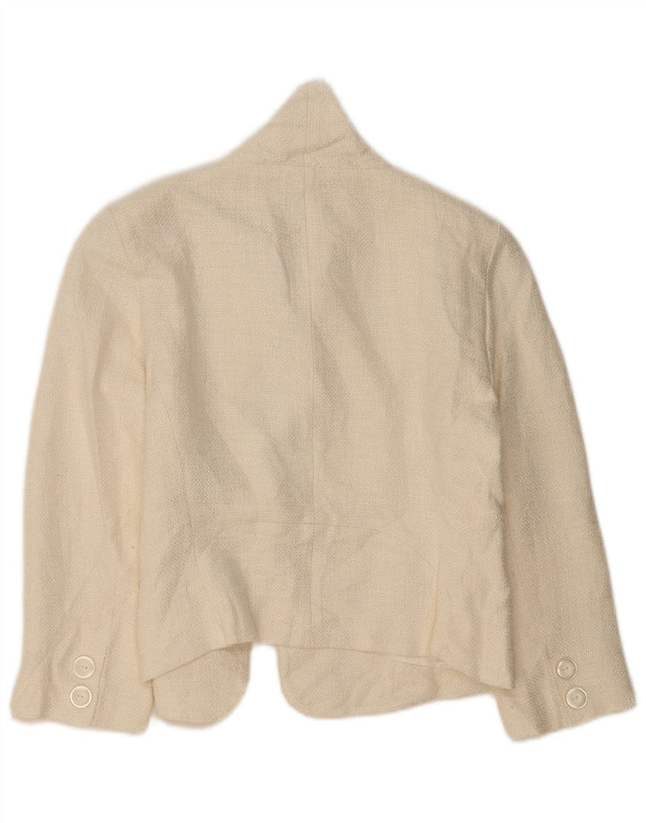 Damska marynarka Hobbs z rękawem 3/4 UK 14, średnia wiskoza w kolorze złamanej bieli