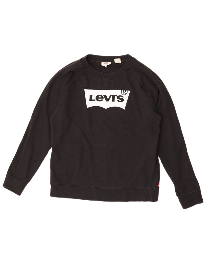 Damski sweter oversize Levi's z grafiką UK 10, mały, czarny, bawełniany