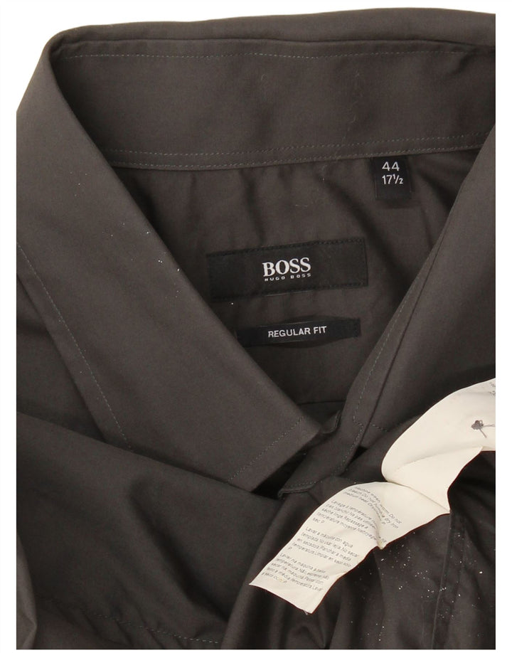 Męska koszula o regularnym kroju HUGO BOSS, rozmiar 44 17 1/2 XL, szara bawełna