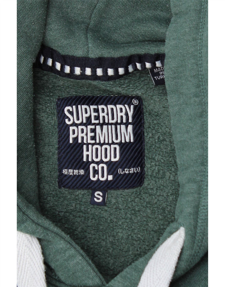 SUPERDRY Męski sweter z kapturem i grafiką Yokohama, mały, zielony, bawełniany