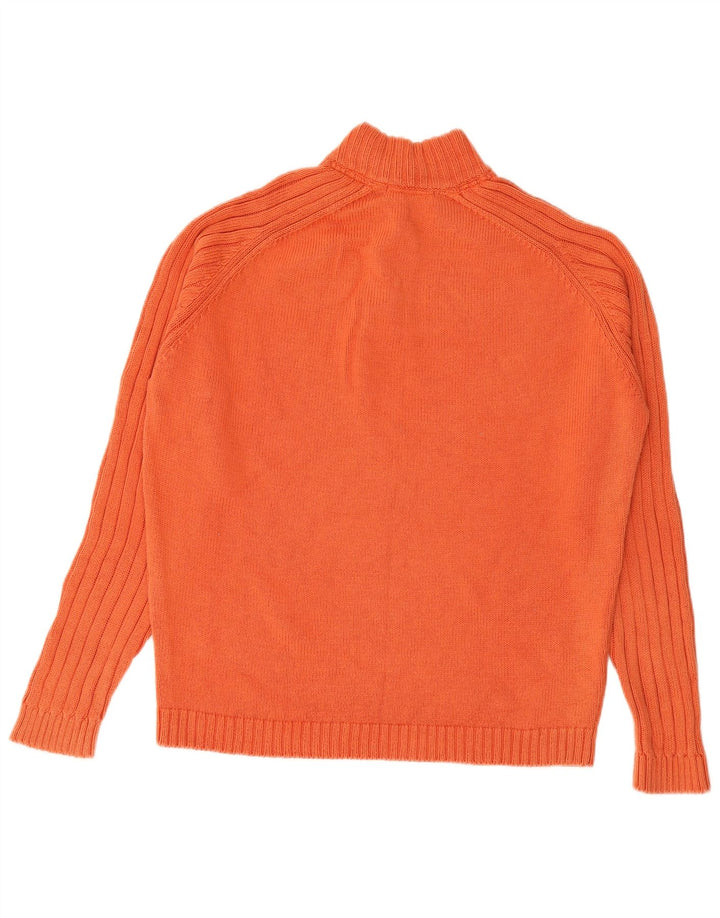 MASSIMO DUTTI Męski sweter zapinany na guziki, duży, pomarańczowy, bawełniany