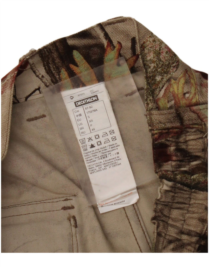 Damskie proste spodnie cargo DECATHLON, małe W27 L30, beżowa bawełna w kwiaty